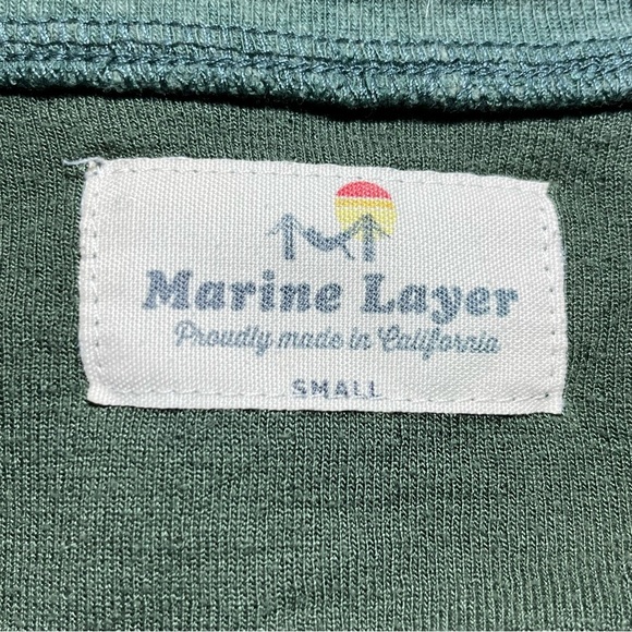 Marine Layer Henley Shirt Mens Small Green Long Sleeve Double Knit Outdoor - Picture 5 of 10